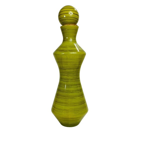 Pier 1 Avocado Green Vase Bottle MCM Style With Lid 19 Inch Decorative VTG RARE - Picture 15 of 16